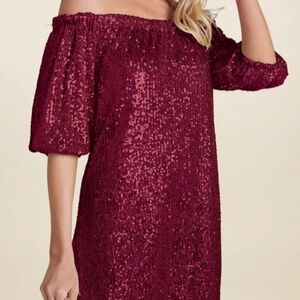 Sequin off the shoulder dress